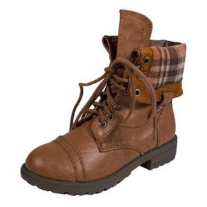 Soda Plaid Flannel Combat Boots